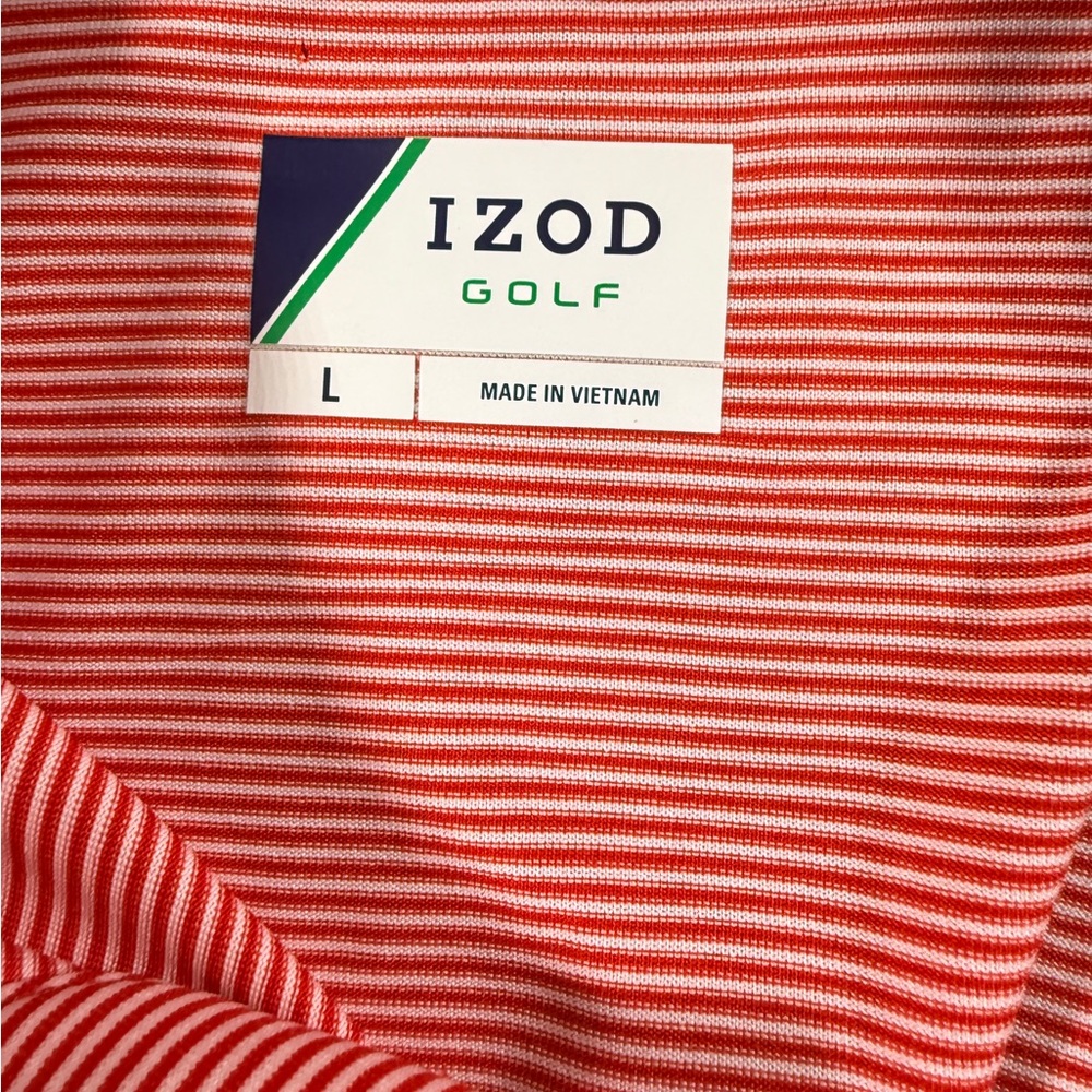 NWT Izod Golf Short Sleeve Polo Men's Red Striped Golf Size Large - Picture 3 of 14